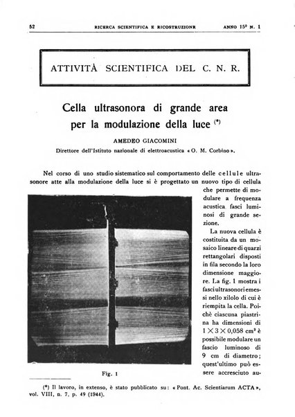 Ricerca scientifica e ricostruzione rivista del Consiglio nazionale delle ricerche