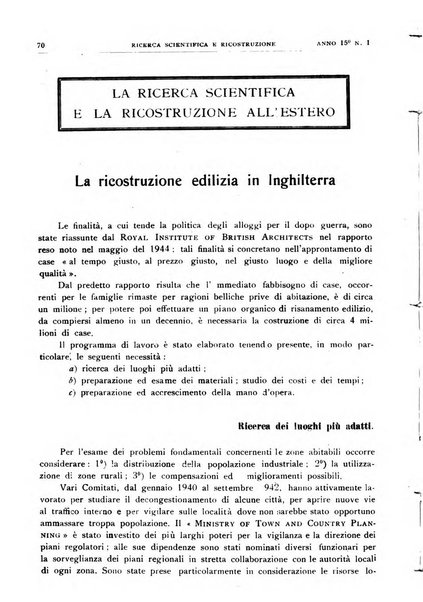 Ricerca scientifica e ricostruzione rivista del Consiglio nazionale delle ricerche