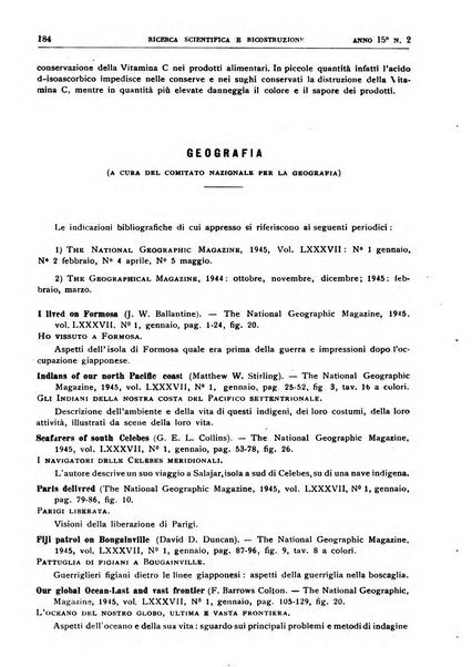 Ricerca scientifica e ricostruzione rivista del Consiglio nazionale delle ricerche