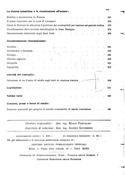 Ricerca scientifica e ricostruzione rivista del Consiglio nazionale delle ricerche