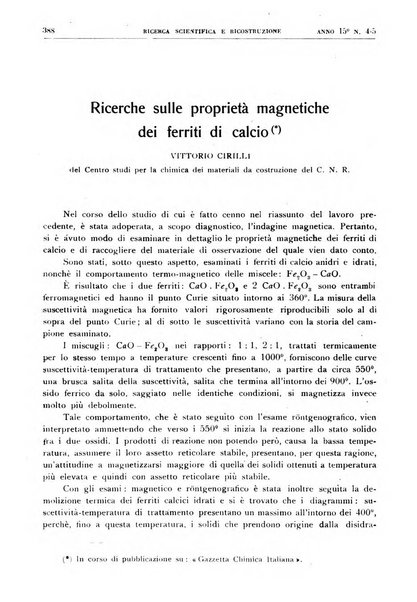 Ricerca scientifica e ricostruzione rivista del Consiglio nazionale delle ricerche