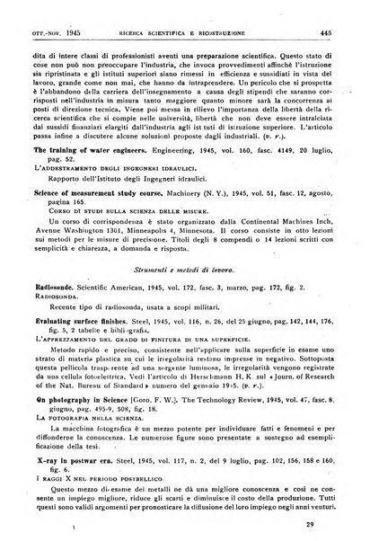 Ricerca scientifica e ricostruzione rivista del Consiglio nazionale delle ricerche