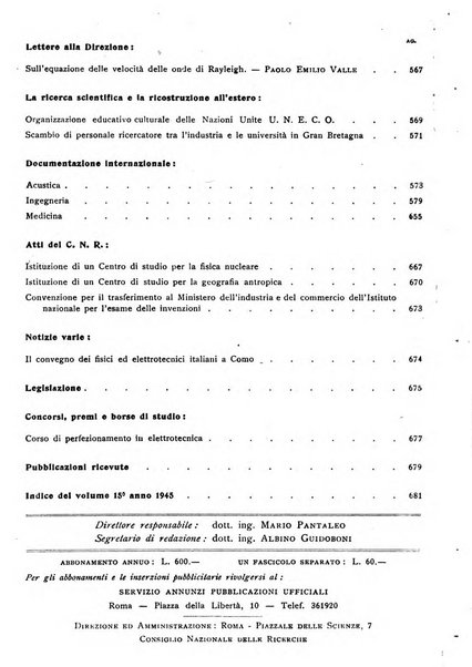 Ricerca scientifica e ricostruzione rivista del Consiglio nazionale delle ricerche