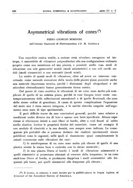 Ricerca scientifica e ricostruzione rivista del Consiglio nazionale delle ricerche