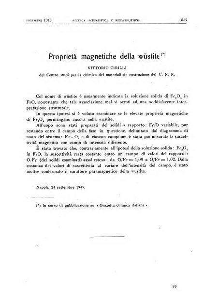 Ricerca scientifica e ricostruzione rivista del Consiglio nazionale delle ricerche