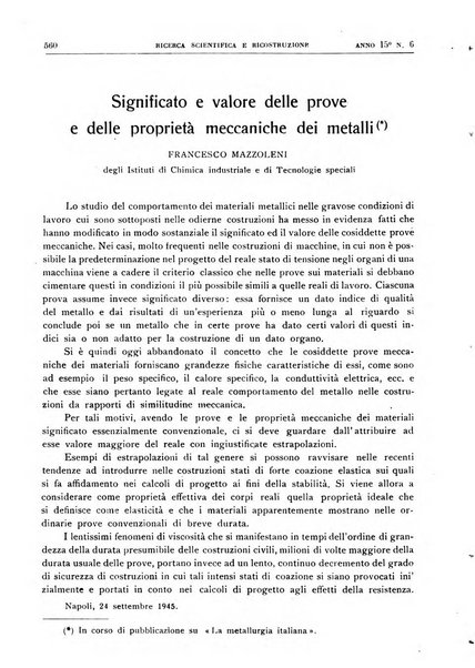 Ricerca scientifica e ricostruzione rivista del Consiglio nazionale delle ricerche