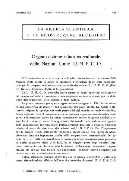 Ricerca scientifica e ricostruzione rivista del Consiglio nazionale delle ricerche