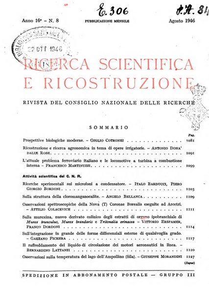 Ricerca scientifica e ricostruzione rivista del Consiglio nazionale delle ricerche