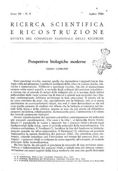 Ricerca scientifica e ricostruzione rivista del Consiglio nazionale delle ricerche