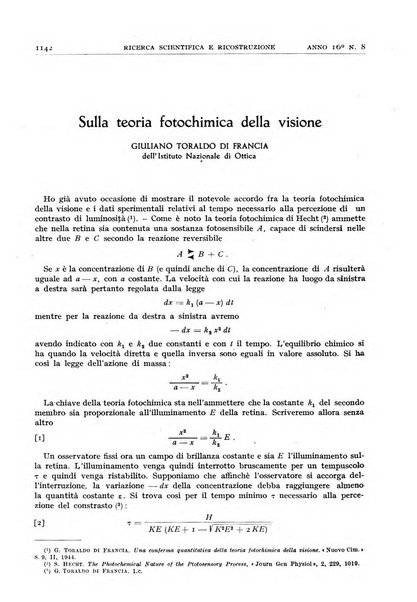 Ricerca scientifica e ricostruzione rivista del Consiglio nazionale delle ricerche