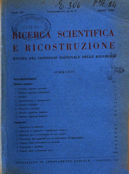 Ricerca scientifica e ricostruzione rivista del Consiglio nazionale delle ricerche