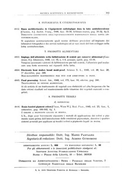 Ricerca scientifica e ricostruzione rivista del Consiglio nazionale delle ricerche