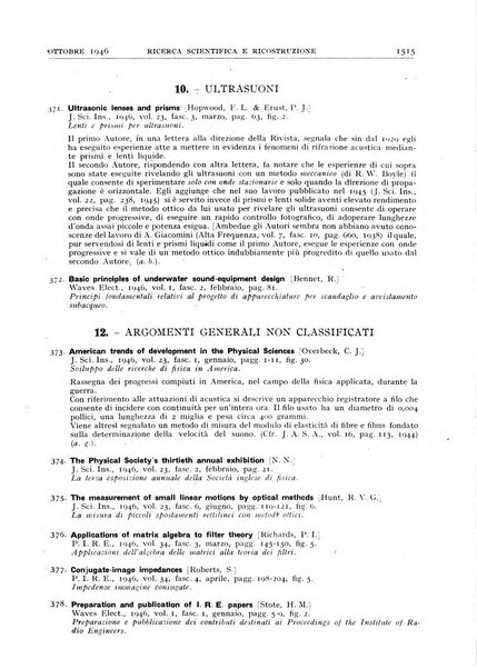 Ricerca scientifica e ricostruzione rivista del Consiglio nazionale delle ricerche