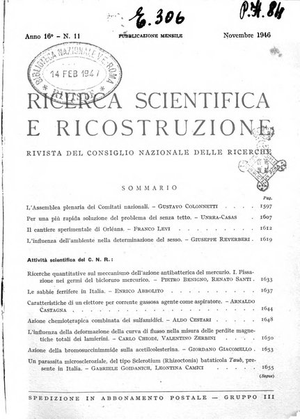 Ricerca scientifica e ricostruzione rivista del Consiglio nazionale delle ricerche