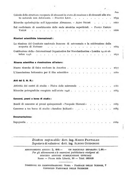 Ricerca scientifica e ricostruzione rivista del Consiglio nazionale delle ricerche