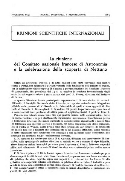 Ricerca scientifica e ricostruzione rivista del Consiglio nazionale delle ricerche