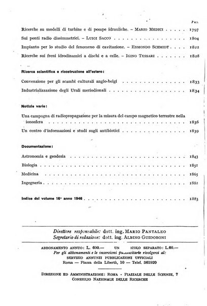 Ricerca scientifica e ricostruzione rivista del Consiglio nazionale delle ricerche