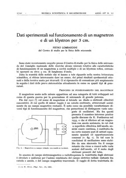 Ricerca scientifica e ricostruzione rivista del Consiglio nazionale delle ricerche