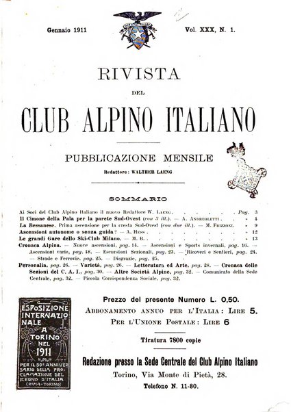 Rivista del Club alpino italiano pubblicazione mensile