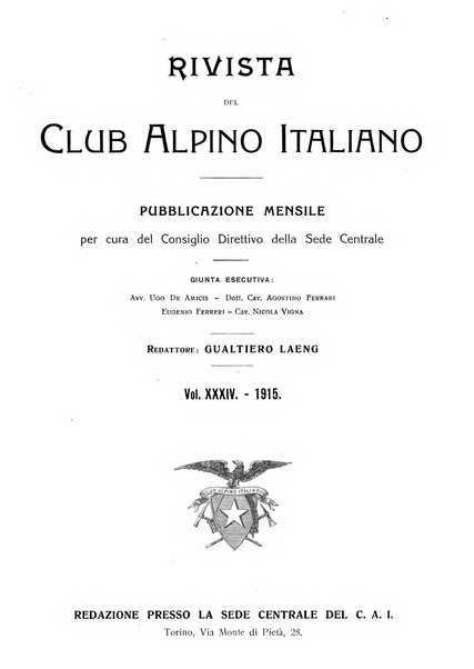 Rivista del Club alpino italiano pubblicazione mensile