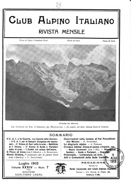 Rivista del Club alpino italiano pubblicazione mensile