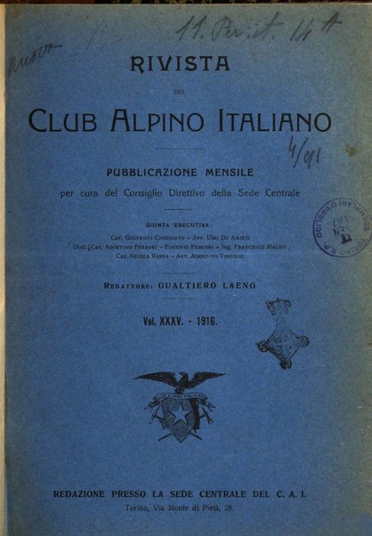 Rivista del Club alpino italiano pubblicazione mensile