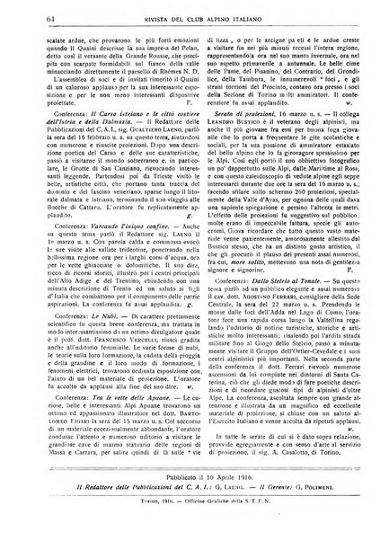 Rivista del Club alpino italiano pubblicazione mensile