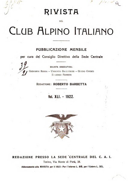 Rivista del Club alpino italiano pubblicazione mensile