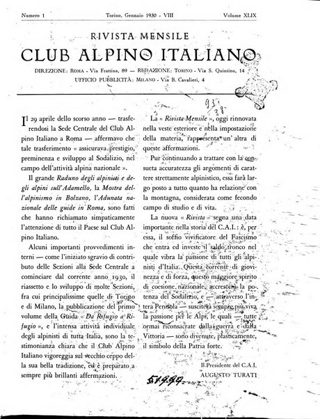 Rivista del Club alpino italiano pubblicazione mensile