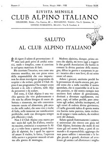 Rivista del Club alpino italiano pubblicazione mensile