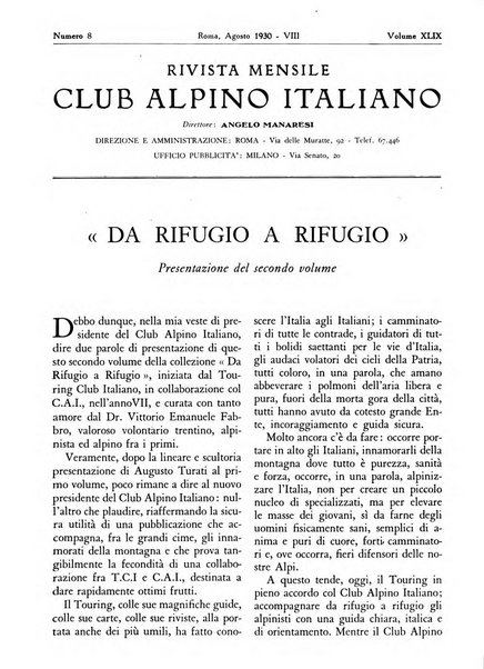 Rivista del Club alpino italiano pubblicazione mensile