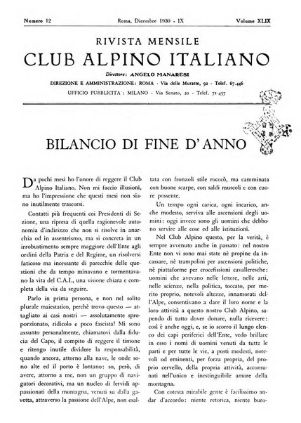 Rivista del Club alpino italiano pubblicazione mensile