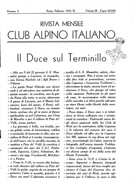 Rivista del Club alpino italiano pubblicazione mensile