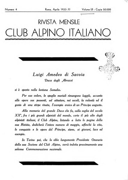 Rivista del Club alpino italiano pubblicazione mensile