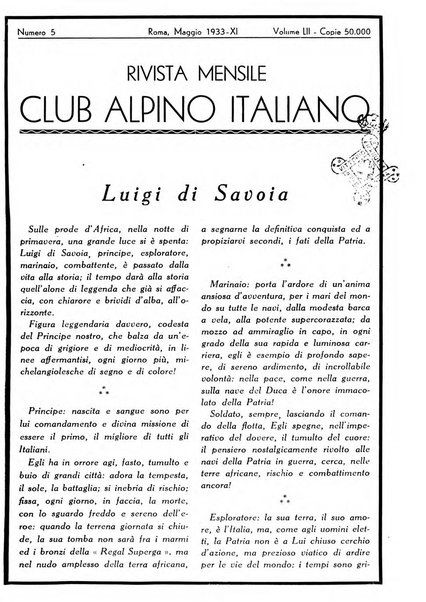 Rivista del Club alpino italiano pubblicazione mensile