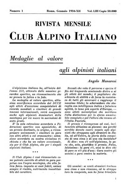 Rivista del Club alpino italiano pubblicazione mensile