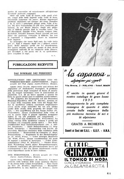 Rivista del Club alpino italiano pubblicazione mensile