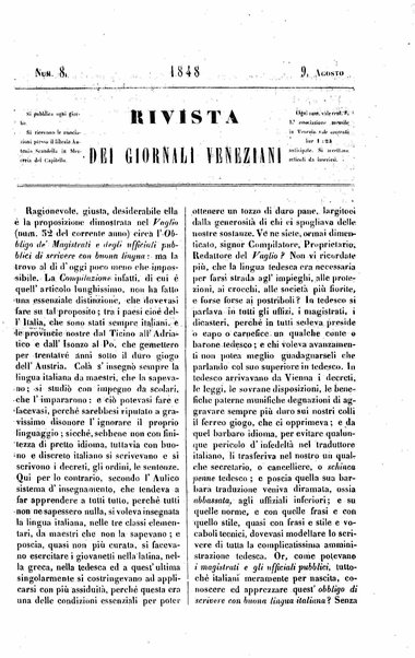 Rivista dei giornali veneziani