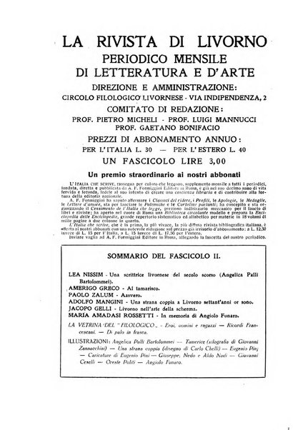 La rivista di Livorno periodico mensile di letteratura e d'arte