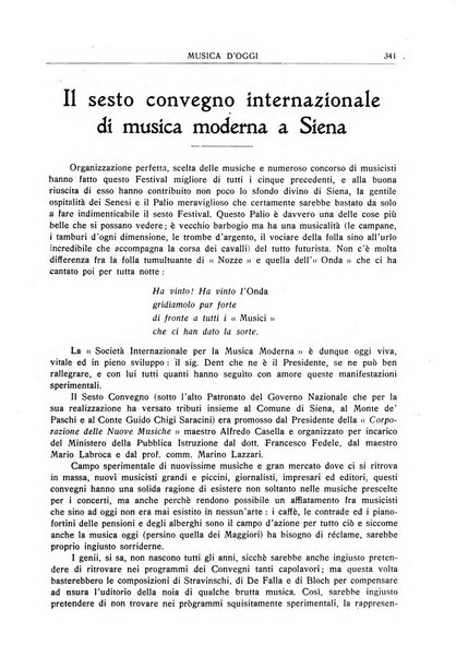 Musica d'oggi rassegna internazionale bibliografica e di critica