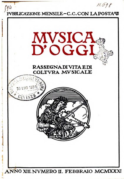 Musica d'oggi rassegna internazionale bibliografica e di critica