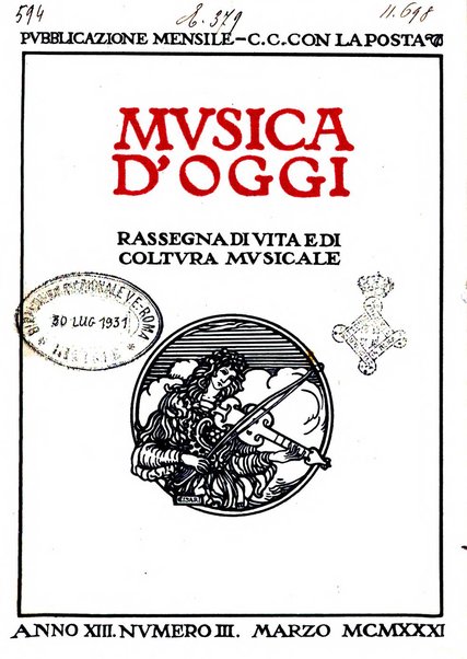 Musica d'oggi rassegna internazionale bibliografica e di critica