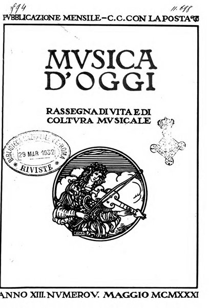 Musica d'oggi rassegna internazionale bibliografica e di critica