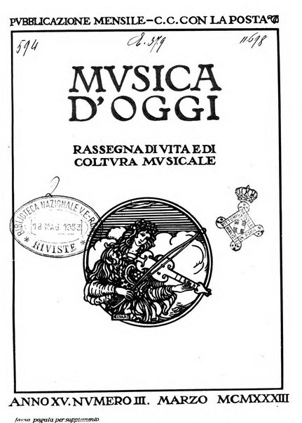 Musica d'oggi rassegna internazionale bibliografica e di critica