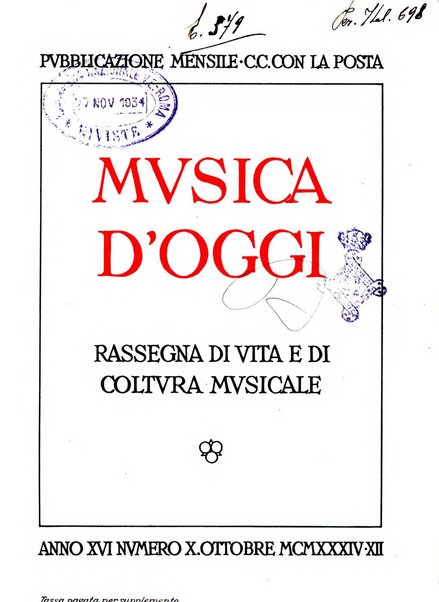 Musica d'oggi rassegna internazionale bibliografica e di critica