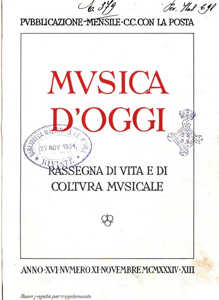 Musica d'oggi rassegna internazionale bibliografica e di critica