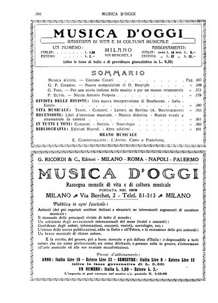 Musica d'oggi rassegna internazionale bibliografica e di critica