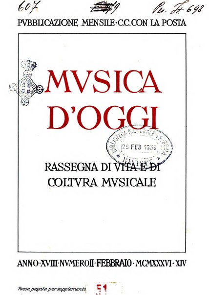 Musica d'oggi rassegna internazionale bibliografica e di critica