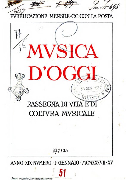 Musica d'oggi rassegna internazionale bibliografica e di critica