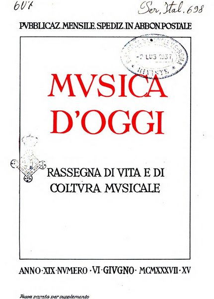 Musica d'oggi rassegna internazionale bibliografica e di critica